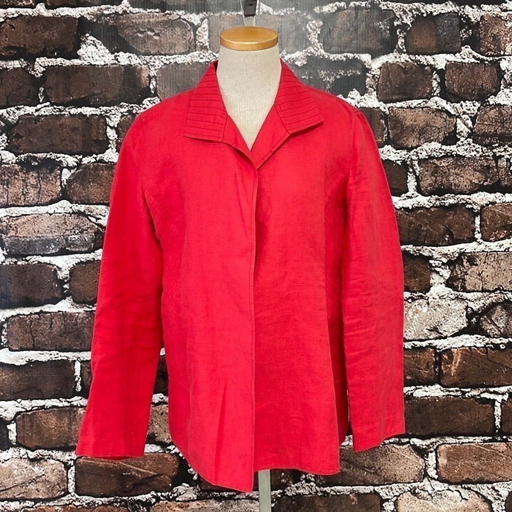 Ellen Tracy Linda Allard Jacket Blazer Suit Coat Red Linen Size 6